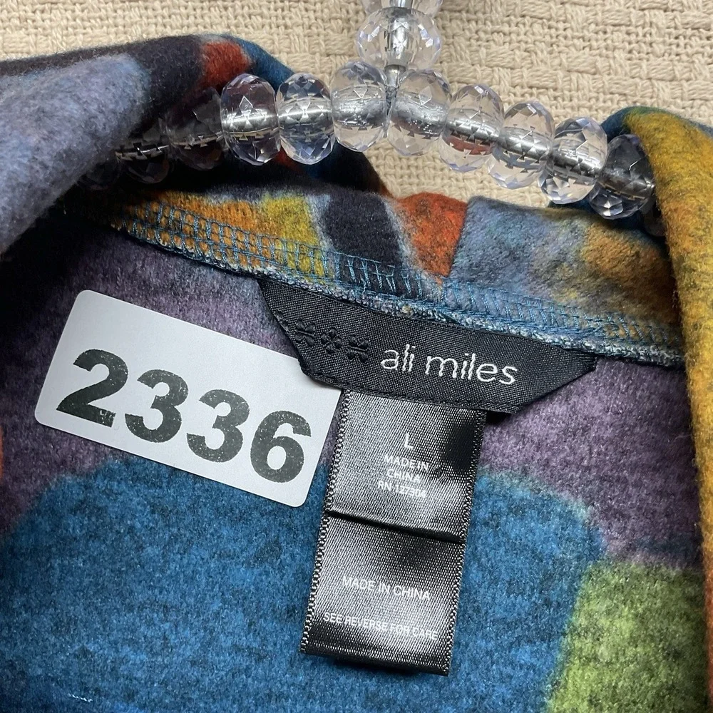 Ali Miles Womens Large Multicolor‎ Geo Abstract  Cowl Neck Tunic Top